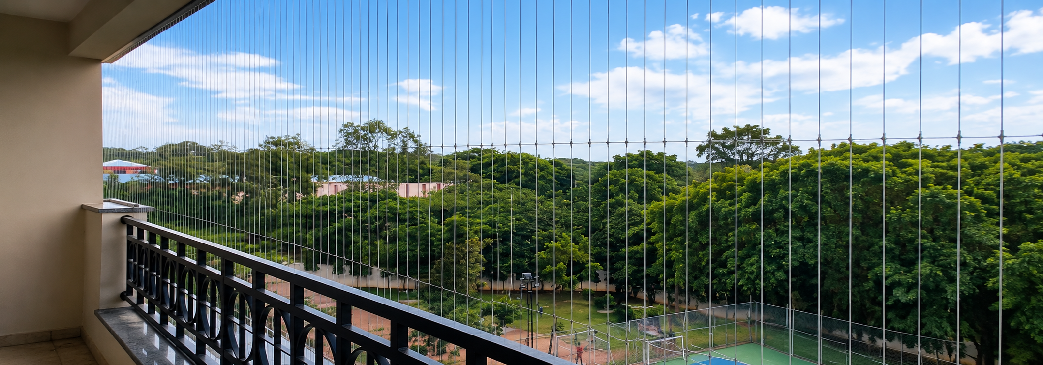 Invisible Grill for Pigeon Control in Chennai by SNK Pigeon Nets for balconies and windows