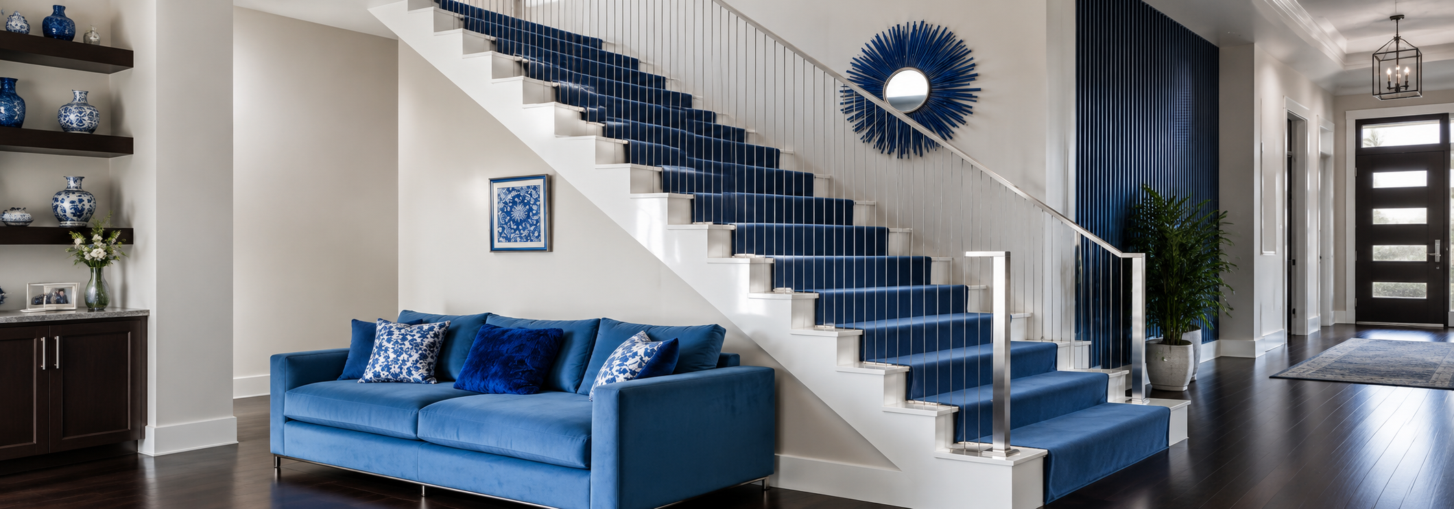 Invisible Grill for Staircase in Chennai by SNK Pigeon Nets for modern staircase safety