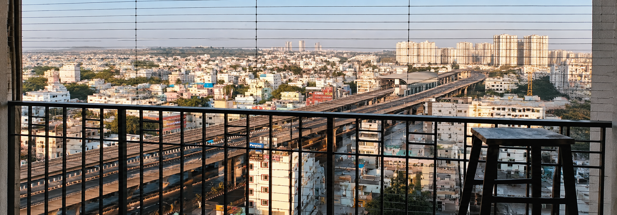 Invisible Grill for Balconies in Chennai by SNK Pigeon Nets for modern balcony safety