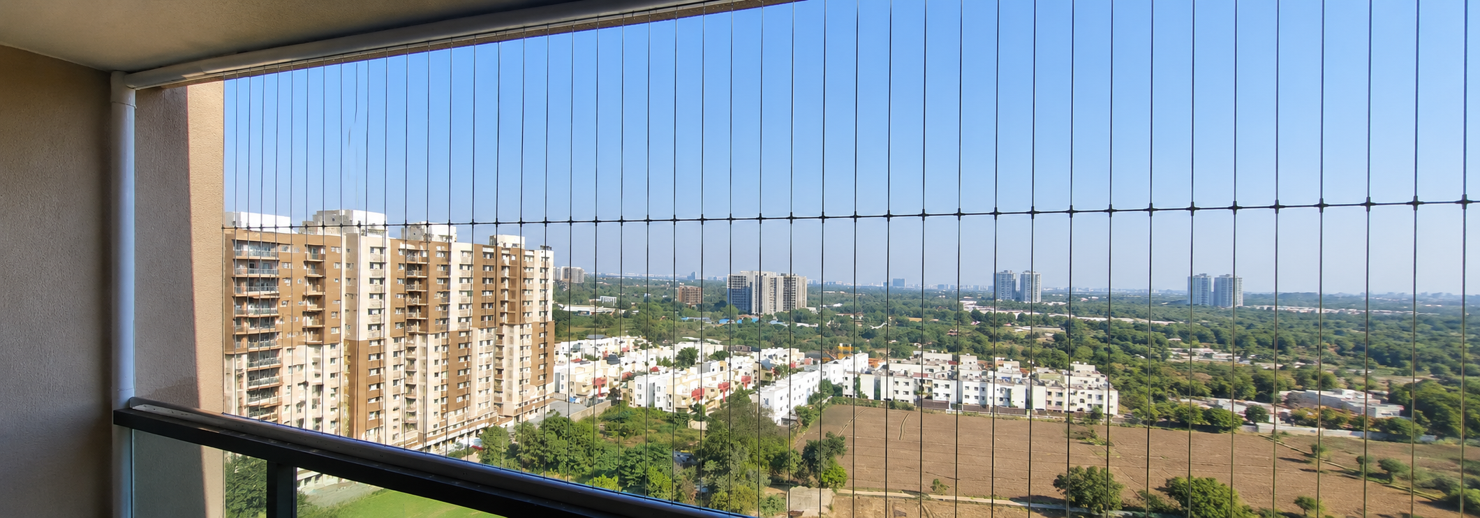 Stainless Steel Invisible Grill in Chennai by SNK Pigeon Nets for balconies, windows, and apartments