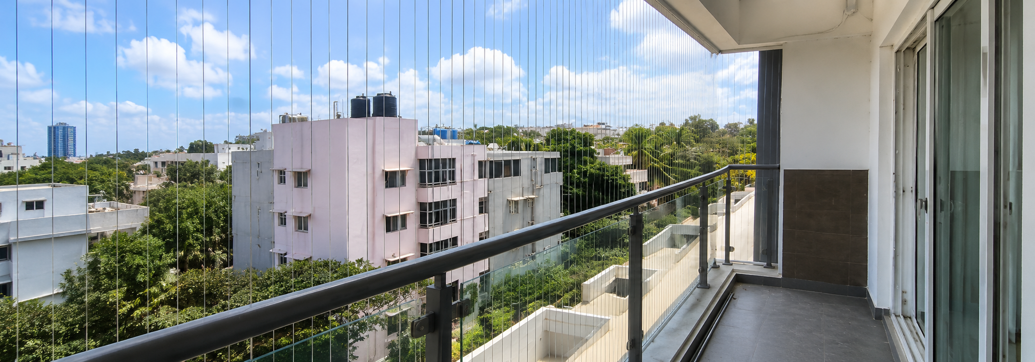 Invisible Grill Fixing Charges in Chennai by SNK Pigeon Nets for balconies and windows