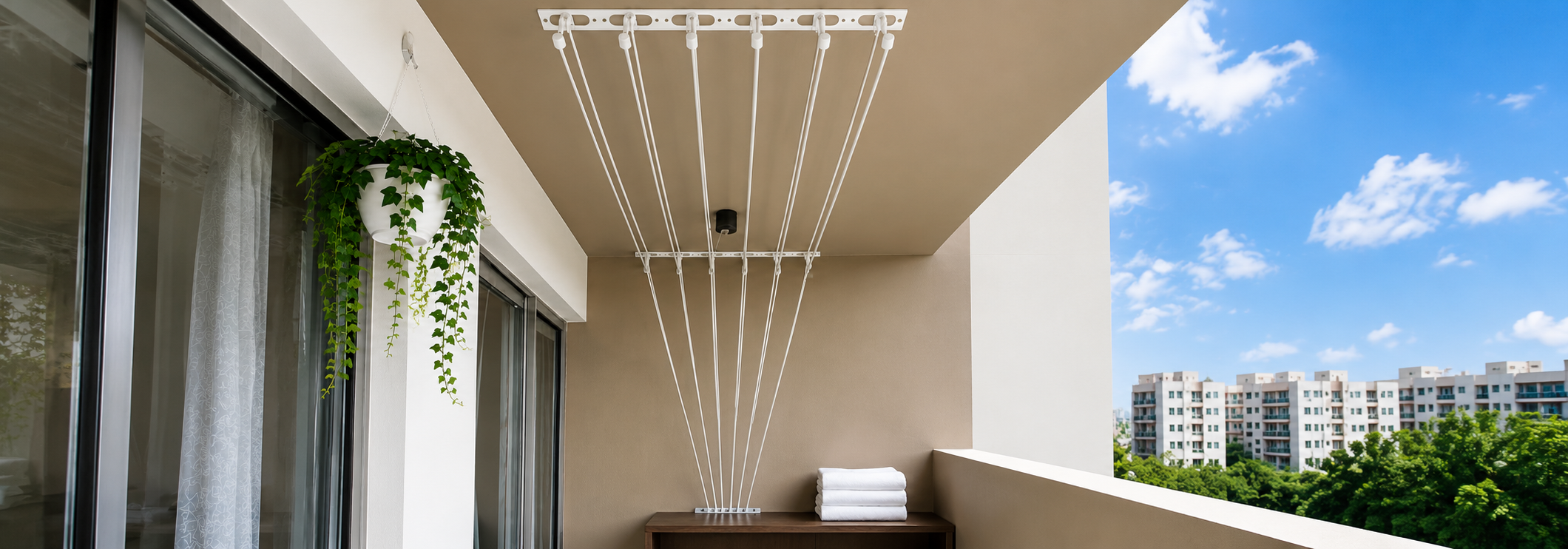 Ceiling Cloth Hangers for Balconies in Chennai by SNK Pigeon Nets for convenient clothes drying