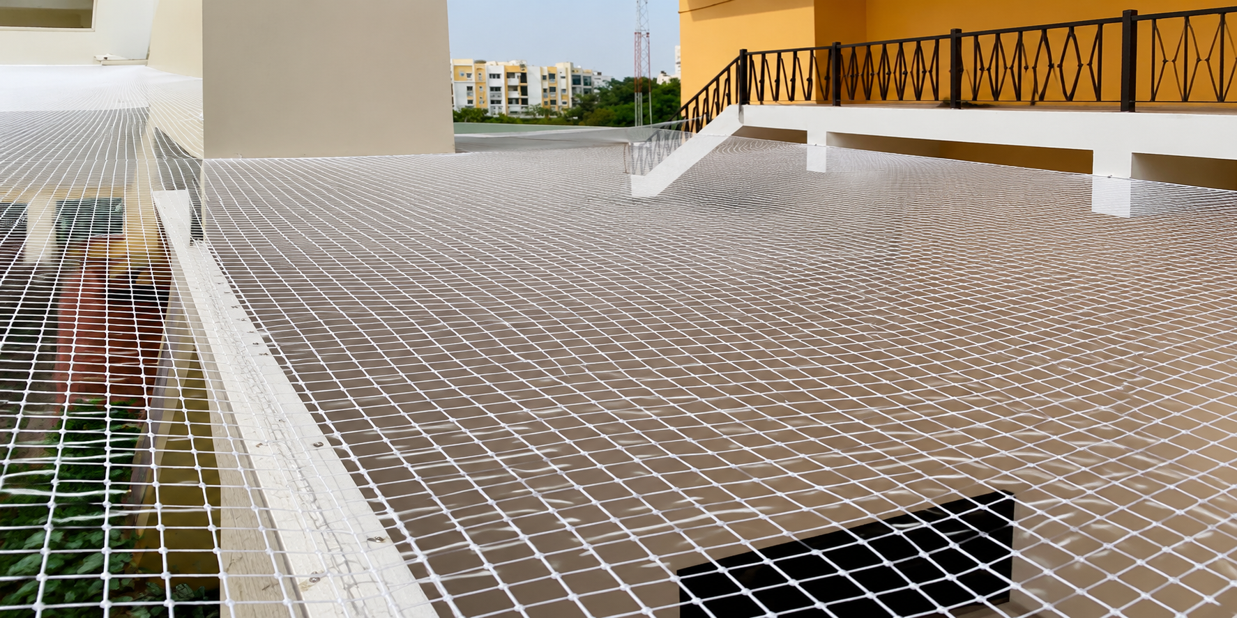 Open Area Covering Safety Nets in Chennai by SNK Pigeon Nets for secure open spaces
